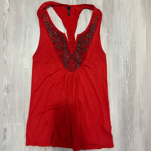 Maurice’s red t back beaded tank top size medium - Picture 1 of 3